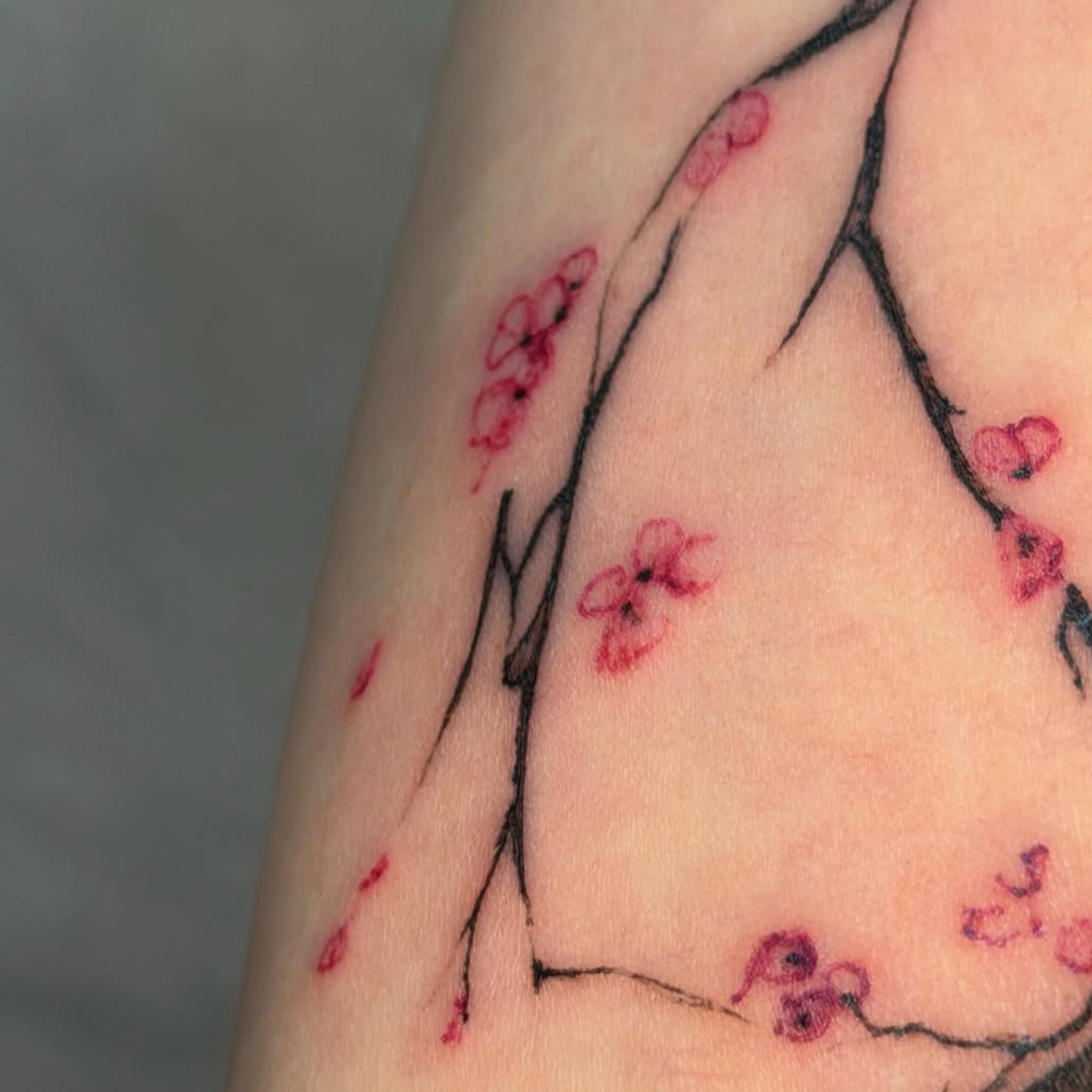 close up fine line tattoo detail skin