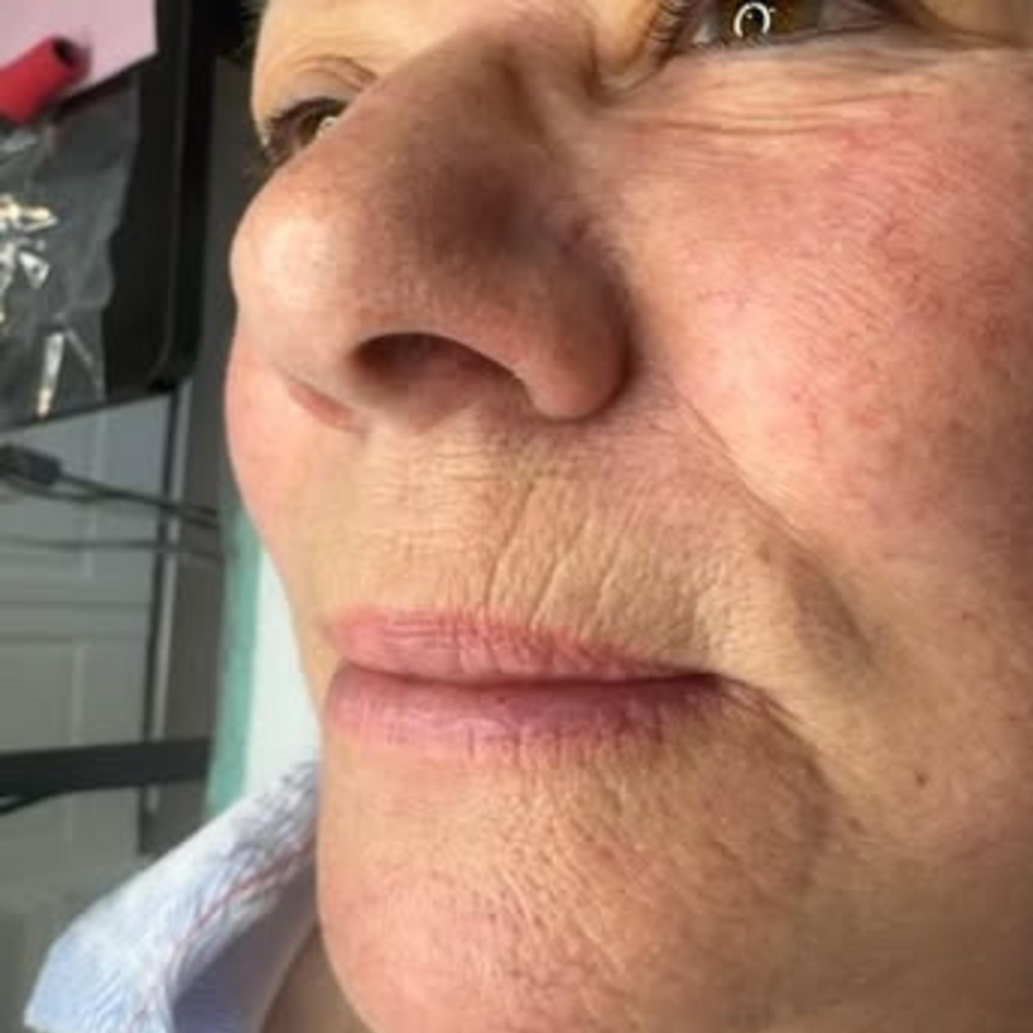 close up lip blush pigment detail